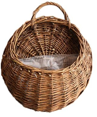 Grandi vasi da fiori in plastica da appendere alla parete, da appendere alla parete, in vimini e rattan, montaggio a parete, per porta e patio (B, taglia unica)