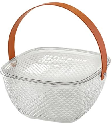 Organizador de frutero con tapa y asa de cuero, ideal como regalo, adorno para aperitivos, para hoteles, restaurantes, fiestas, hogares y exteriores, Claro