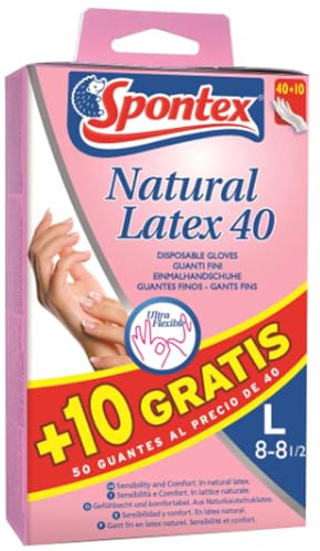 Feine Latexhandschuhe, Größe L, 8-8½, 40 + 10 Stk. 4er-Pack. B1SO.