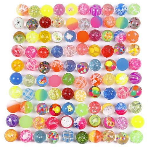 RNXSIB Flummies - Set di 30 palline di gomma per bambini, per feste di compleanno, 2,4 cm di diametro, in gomma sicura, per scuola e feste