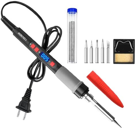 Kit de hierro soldado, hierro soldado,Kit de soldadura de hierro de soldadura electrónica de 90W - Máquina soldadora portátil ergonómica de calefacción rápida para proyectos en el hogar Reparación de
