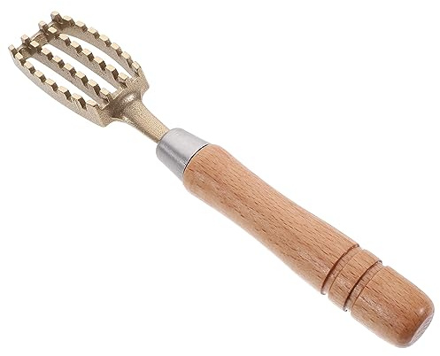Desescamador Pescado Japonés de Latón y Madera, Mango Antideslizante | Dientes Serrados, Limpieza Rápida y Retirada Limpia de Escamas, Diseño Simple para Cocina