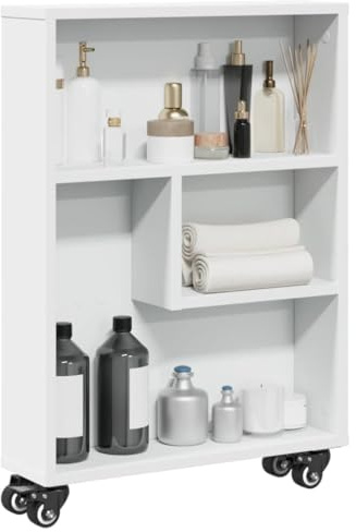 ZQQLVOO Aufbewahrungswagen Schmal Weiß Vielseitiges Regal für Bücher Büroregal für Wohnzimmer 48x13x68 cm Holzwerkstoff