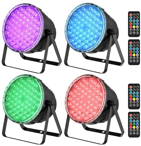 BETOPPER LED PAR Stage Light 54x3W RGB 3-in-1, Remote Control, DMX512 3/7CH, Sound Activated, Auto & Master-Slave DJ Wash Light for Party, Wedding, Church, Bar and Stage, 4 Pack