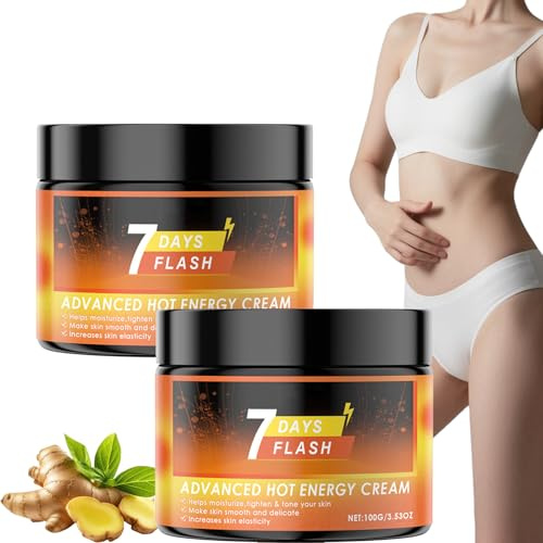7 Days Flash Advanced Hot Sweat Cream, Crema Rassodante & Tonificante Corpo, Booster Sudorazione, Lozione Corporale per Pancia Vita Gambe Braccio, Tutti i Tipi di Pelle (2 Pz)