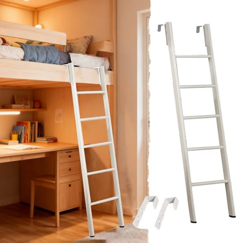 Scaletta Letto a Castello Scaletta per Letto a Castello con Piedini Antiscivolo E Gancio, Scale Laterali Regolabili In Metallo per Bambini e Adulti, Scuola, Dormitorio, Casa, Gradini Corti(170cm/67)