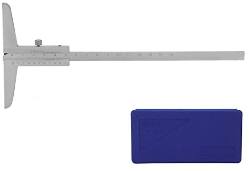 Calibro a corsoio di profondità 0-150 mm, strumento di misurazione di precisione, misuratore di profondità in acciaio legato con manopola di bloccaggio, righello per strumenti