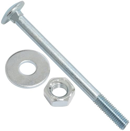 AERZETIX Set di 15 bulloni viti a testa tonda con quadro sottotesta M8x100mm / rondelle e dadi M8 / acciaio zincato/per fissaggio e assemblaggio