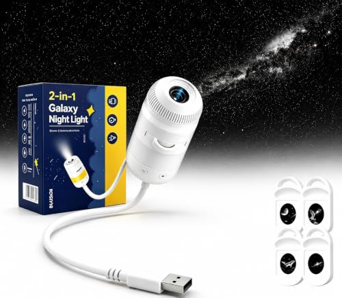 Projecteur Ciel Etoile Galaxie 2-en-1 USB Veilleuse Dimmable 360° Rotation | HD Galaxy Projector, Dimmable Colorful Night Light, Portable for Car, Bedroom, Kids Room, Party, Camping