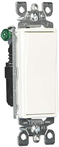 Leviton 5601-2W 15 Amp, 120/277V Decora Rocker Single-Pole AC Quiet Switch, Residential Grade, Grounding (10-Pack), White