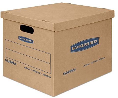 Bankers Box Small Classic Moving Box 20 Pack, Reinforced Handles, Tape-Free Assembly, Box with Lid, 15-In x 12-In x 10-In (7714210)