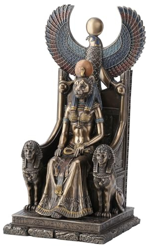 Veronese Design Antike Ägyptische Göttin der Heilung Sachmet sitzend auf Thron Statue