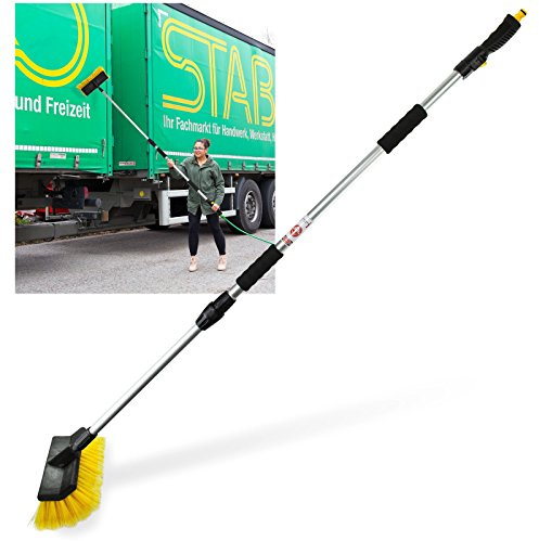 DeTec Aluminium Teleskopstab/Wasserbürste/Waschbürste DTW180 für PKW/Auto/LKW/Bus/Traktor/Wohnwagen/Boot