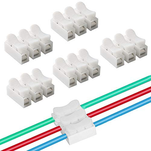 QitinDasen 40 Pcs CH3 Spring Wire Connectors, Quick Cable Connector Terminal Block, Electrical Cable Clamp Terminal Block Connector, No Screw No Welding