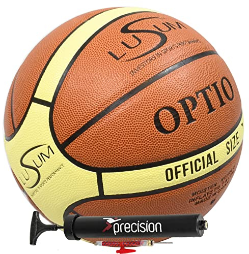 Lusum Optio Basketball PU Leather - Indoor Outdoor Basketball Size 5 for all Conditions - Suitable for all Ages and Abilities