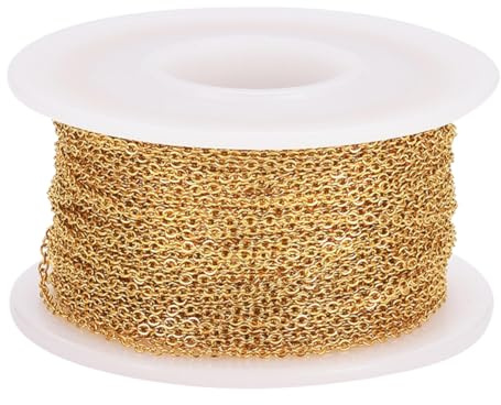 Pandahall 10m Edelstahl-Kabelketten Spulenkette Twisted Cross Kette für Halskette Schmuckherstellung, Golden