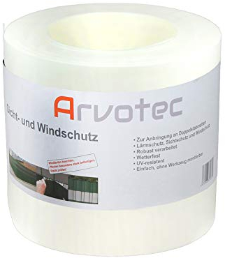 Sichtschutz, 25 Meter - zur Anbringung an Doppelstabmatten - Lärm-, Sicht- & Windschutz - einfache Montage, ohne Werkzeug - 1,1 mm Stärke statt der üblichen 1,0 mm - Made in Germany (Transluzent)