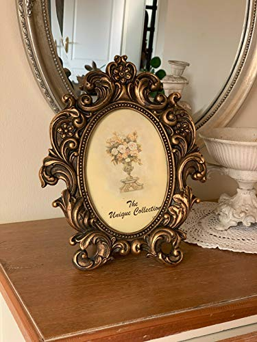 Deko Shop Cologne XL Bilderrahmen13 x18 cm Fotorahmen Oval Rahmen Antik Barock Shabby Gold523