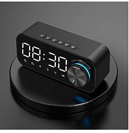FURUIWUFENG Cassa Bluetooth Colonna Wireless Altoparlante Allarme Sveglia Sveglia Blue Dente Speaker Esterno Impermeabile Supporto Portatile Tf. Carta Radio AUX Input Casse per pc (Color : Black)