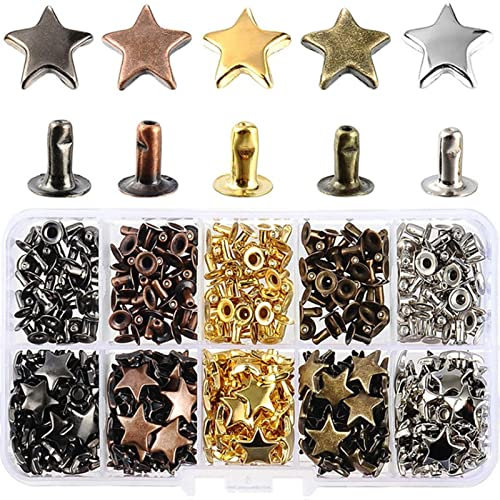 200 Ensembles de Rivets étoiles en, Goujons, Clous de réparation Artisanale, Rivets de Bricolage pour Jeans, vêtements, Collier de,