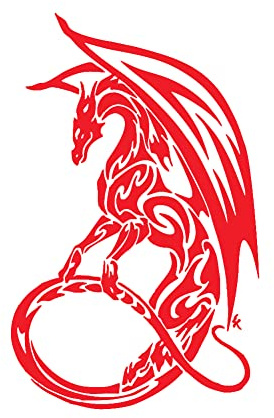 Asudaro Auto Auto Körper Aufkleber Drachen Grafik Motorhaube Aufkleber Selbstklebende Vinyl Grafik Aufkleber Dinosaurier Dekorativer Aufkleber Universal Aufkleber für die meisten Autos 65x39cm,rot