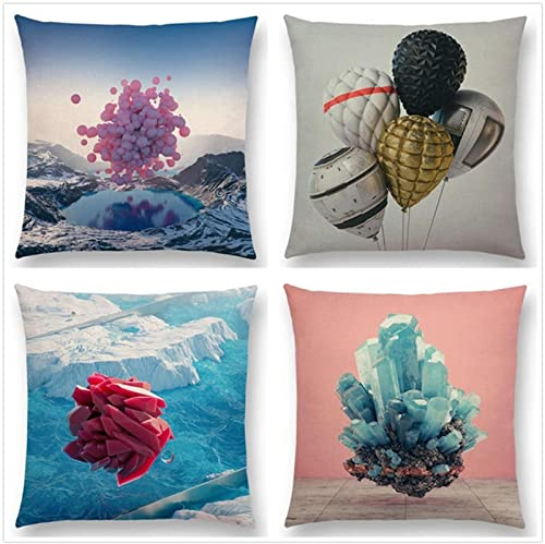 Tinnoon Kissenbezug 35x35cm 4er SetBoho Wohnzimmer Outdoor Deko, Schlafzimmer Zimmer Dekor Kissenhülle Kissenbezüge mit Verstecktem Reißverschluss, Couchkissen, Sofakissen Weinachten Anime-Welt