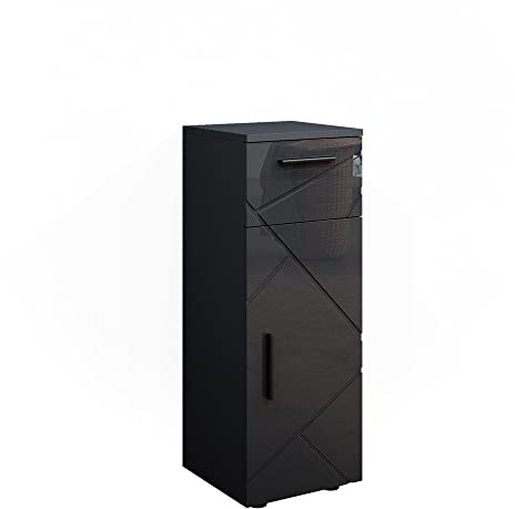 Vicco Midischrank Anthrazit Hochglanz Irma 30x81x30 cm - Badezimmermöbel, Ideal für kleine Räume und schmale Nischen
