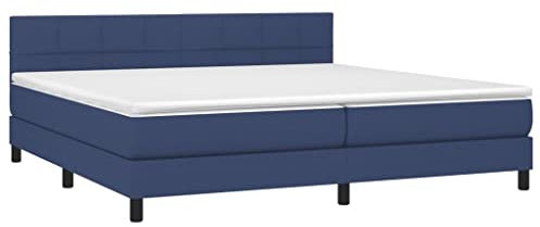vidaXL Ramsäng med madrass & LED blå 200x200 cm tyg, dubbelsäng, säng, säng ram, dubbelsängar, sängar, säng ramar, stoppad säng, stoppade sängar