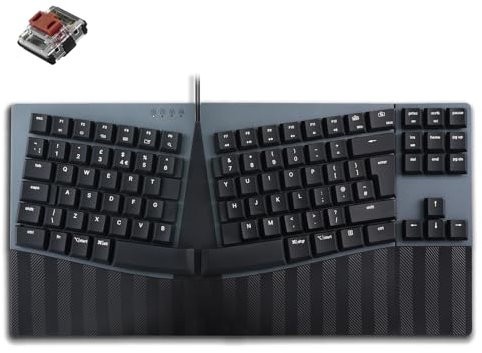 perixx PERIBOARD-335BR Wired Ergonomic Mechanical Compact Keyboard - Low-Profile Brown Tactile Switches - Programmable Feature with Macro Keys - Compatible with Windows and Mac OS X - UK English