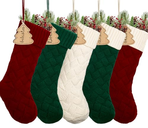 Lot de 3 grandes chaussettes de Noël Kint pour cheminée - Décoration familiale - Décoration d'intérieur - Arbre de Noël avec manchette en peluche super douce - Sacs cadeaux pour fêtes de vacances