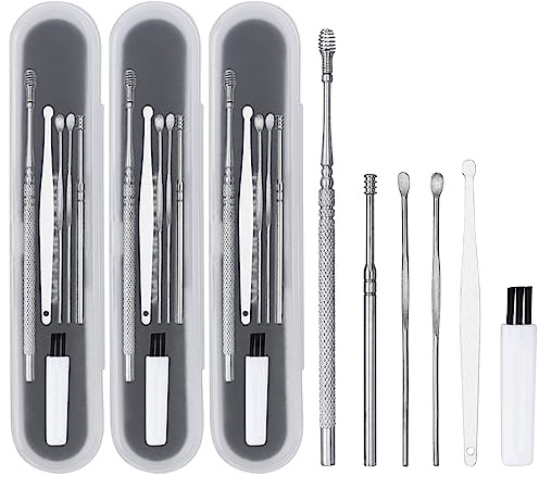 4er Ohrenreiniger-Set 6-in-1, 24 Stück Edelstahl, Ohrenschmalz Entferner | Wiederverwendbar, Ohrlöffel Ohrenputzer, 4 Aufbewahrungsboxen, Geeignet für Kinder & Erwachsene