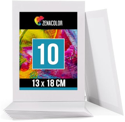 Zenacolor Set di 10 Tele per Dipingere - 100% Cotone Senza Acidi - Tela per Dipingere 13x18 cm - Tutti i Tipi di Pittura su Tela