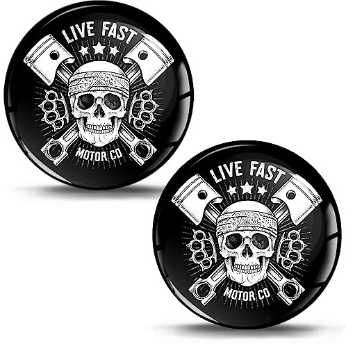 SkinoEu 2 x 3D Gel Silikon Aufkleber Totenkopf Schädel Stickers Live Fast Gangschaltung Schalthebel Auto Motorrad Fahrrad Telefon Laptop KS 2