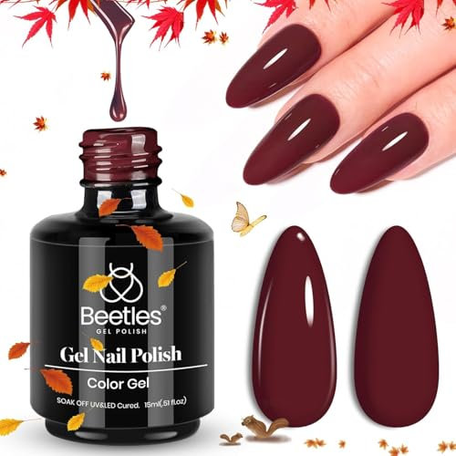 Beetles 15 ml UV Gel Nagellack Kastanienbraun Rot, Nagellack Jacqueline Mahagoni UV LED Maniküre Nagelstudio DIY Gel Nagelkunst Design für Anfänger