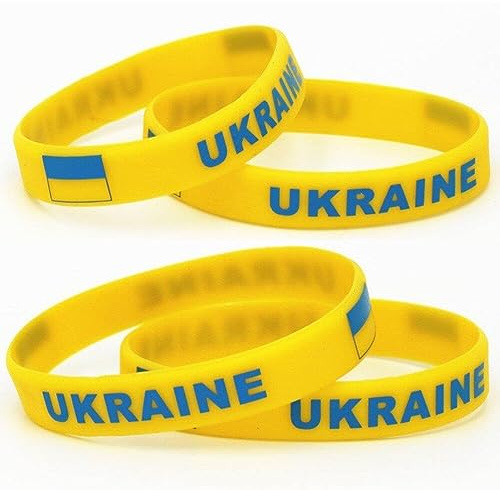 Ukraine Silikon Gummi -Armband Armband 4pcs Gelbblau Ukrainische Flagge Freundschaft Fußball Armband Schmuck Accessoires Für Frauen Männer Teen