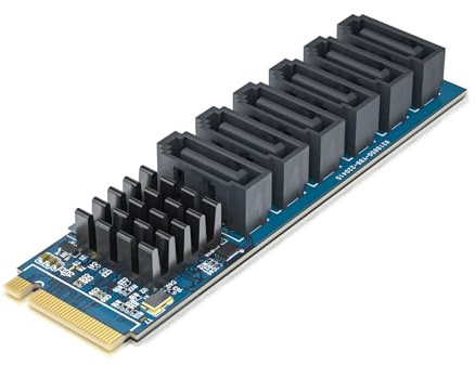 10Gtek M.2 to SATA Adapter, M Key to SATA3.0 Card, ASMedia ASM1166 Chip, Support SSD and HDD for Desktop PC with LED Indicator, Tools Included