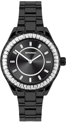 Sekonda Klassische Margot Damen-Quarzuhr mit Analog-Anzeige, 34 mm, Edelstahlarmband