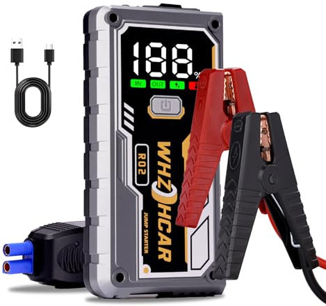 Avviatore Batteria Auto Booster Avviamento Auto Avviatore Emergenza 5000A 12V 22000 mAh ino a 10.0L Gas/8.0L Diesel Ricarica USB RapidaLED,LCD Display