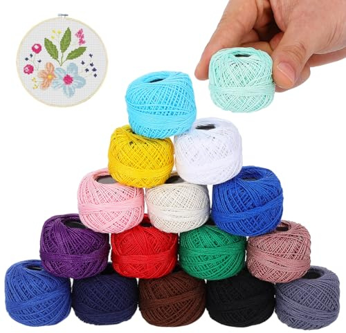 Sewroro 16 Roll Embroidery Thread Set Cross Stitch Floss Cotton Line Craft Supplies for DIY Home Gift Making Multicolor