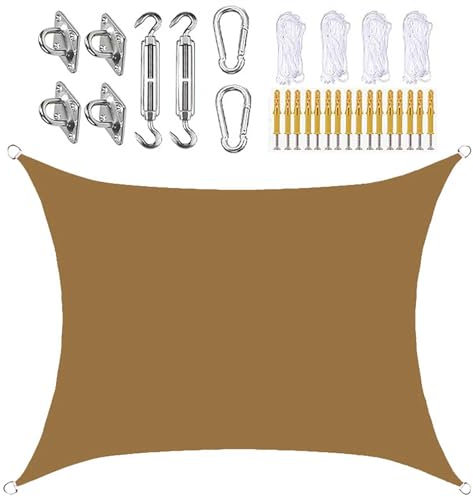 SLDAGe Vela Ombreggiante Impermeabile con Kit Fissaggio, Tenda a Vela Ombreggiante Rettangolare, Protezione UV 95%, Vela Parasole per Giardino, Patio, Terrazza,6x8m