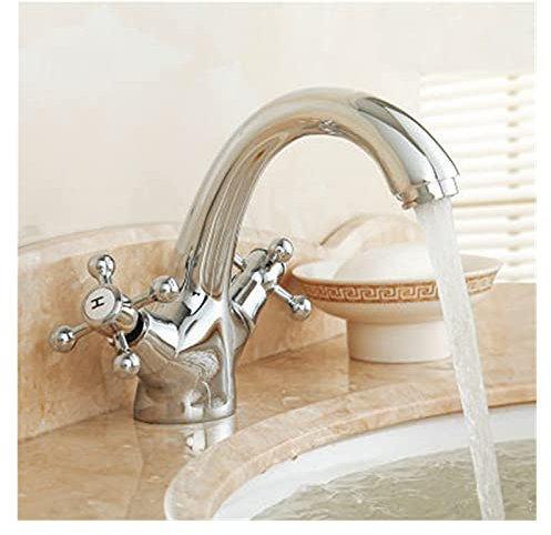 Wasserhahn Bad Antik,Wasserhahn Retro Antique Wasserhahn Warmwasserkran Bronze Waschbecken Wasserhahn Schwarz Badezimmer Vintage Becken Sink Mixer(Chrome)