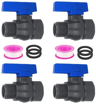 PVC Rain Barrel Diverter Kit, 4 Packs of 3.75 Rain Barrel Valve, Rain Barrel Garden Faucet Kit for Water Tanks, Aquariums, Bathtubs, Pools