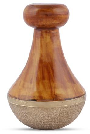 Bronze Kansa vatki Fußmassagegerät mit Holzgriff - Ayurvedisches Detox-Tool zur Schmerzlinderung, Peeling & Entspannung - Alte Heilung für müde Füße