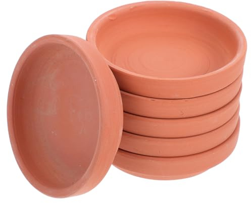 Toddmomy 6pièces Soucoupes en Terre Cuite, Petit Rondes pour Plantes et Les Pots Intérieur Plateau pour Pots De Récupérateur Eau Accessoires De Jardinage pour Maison