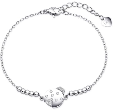 Dada Gioielli - Bracciale Donna Quadrifoglio Coccinella Elefantino | Portafortuna in Acciaio Inox (Quadrifoglio)