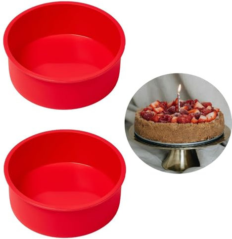 Pubiao 2pcs 6 Inch Silicone Cake Moulds for Baking, Silicone Cake Tins Round Trays Baking Pan Non-Stick Quick Release Suitable Baking Tray for Muffins Puddings Bread