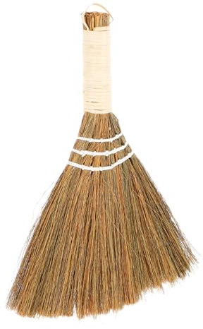 BATHVEVE Handmade Small Dust Removing Broom 28x20cm, Portable Tabletop Cleaning Brush Soft Braided Straw Bristles for Desk and Bed Dust Removal in Home and Office