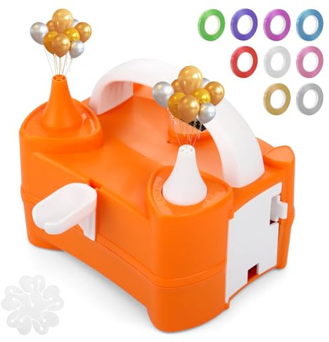 NVIYAM Gonfleur Ballon Electrique, 220-240V/400W Pompe Ballon, Gonfleur Ballon Anniversaire, Portable Double buse Gonfleur, pour Les Ballons de Mariage la Fête, la Décoration Festive