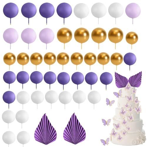 69Pcs Purple Butterfly & 3D Leaf Cake Toppers and Decorations for Women's Birthday, Wedding, and Baby Shower