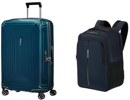 Samsonite Neopulse & Guardit 3.0 - Koffer, 69 cm, 69 L & Ryanair Handgepäck mit Laptopfach 14,1, 25 x 20 x 40 cm, 24 L - Business Reise-Set - Blau
